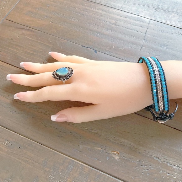 Blue Chalcedony Silver Ring Size 9.5 New - Picture 8 of 13